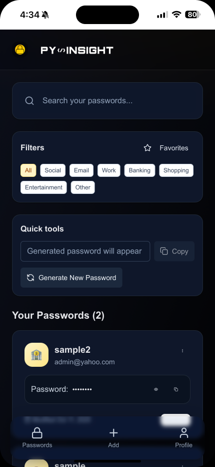 PyPass Password Manager preview — 1